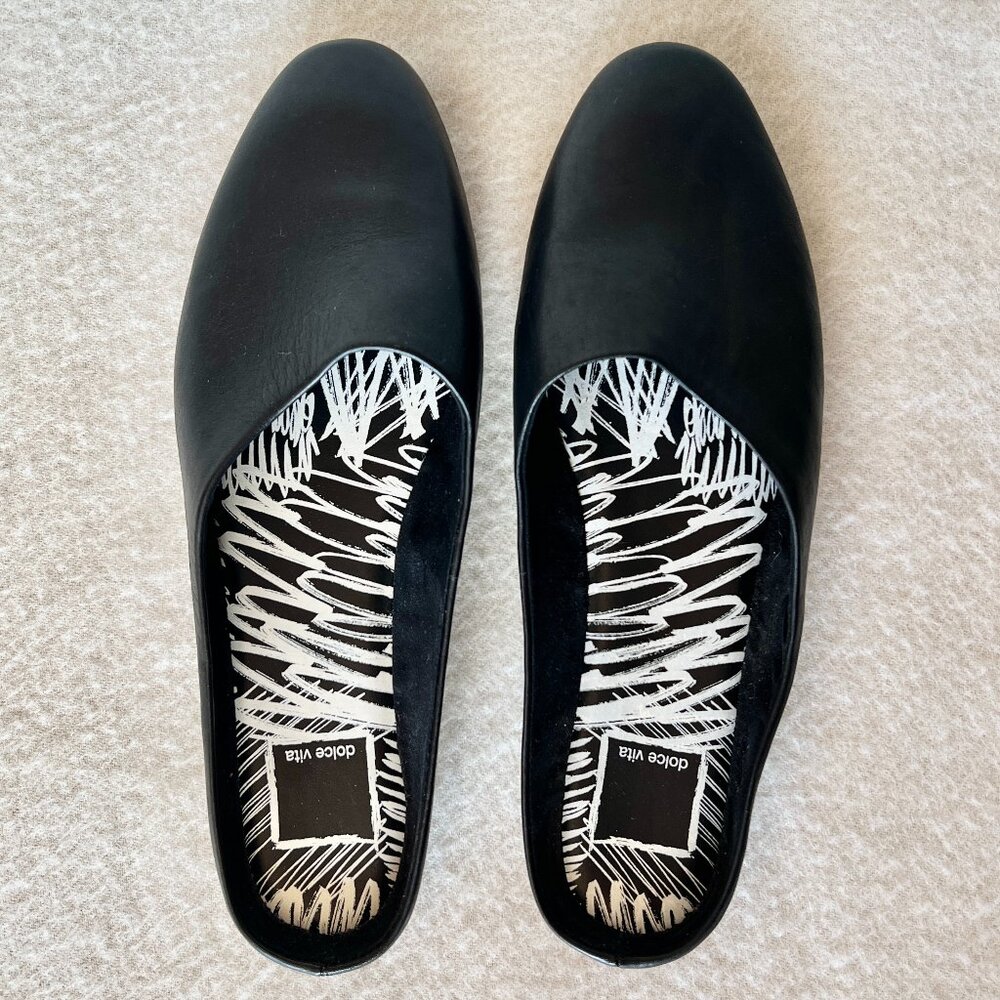 NWOB - Dolce Vita Genuine Leather Flats/Mules/Slides - Black - Size 7.5